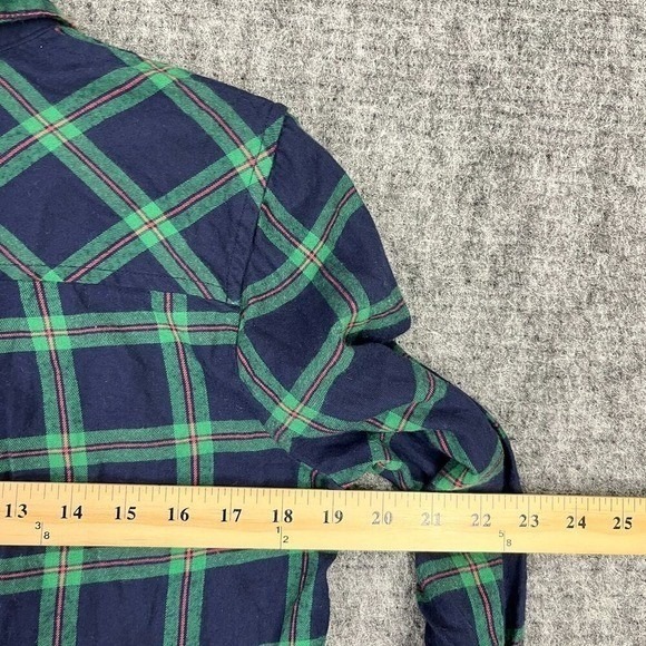 J Crew XS Navy Green Plaid Popover Shirt Long Sleeve Tunic Style Casual Fit - Picture 6 of 8